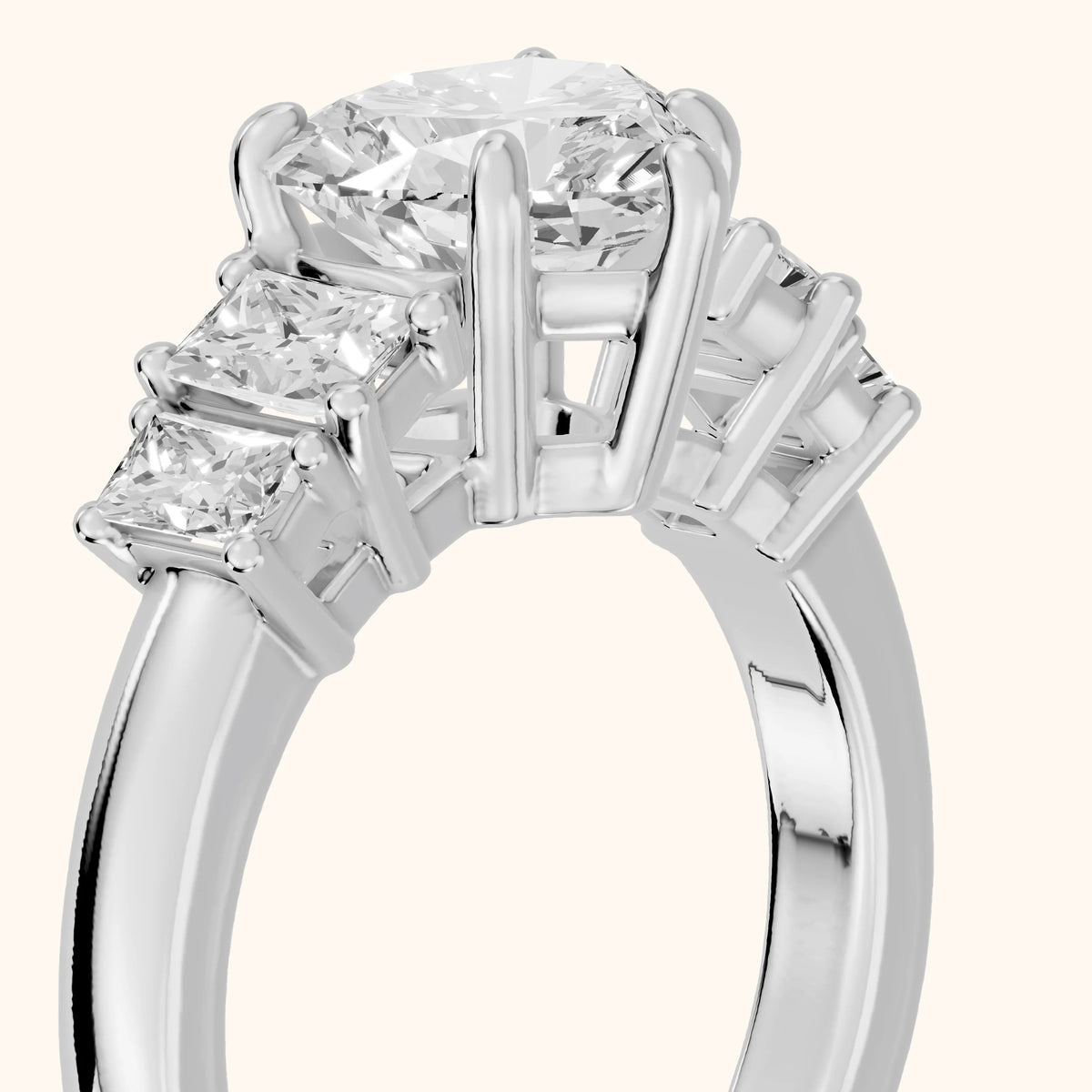 Desiree Graduated Five-Stone Heart Diamond Engagement Ring in Silver - slant-view.webp