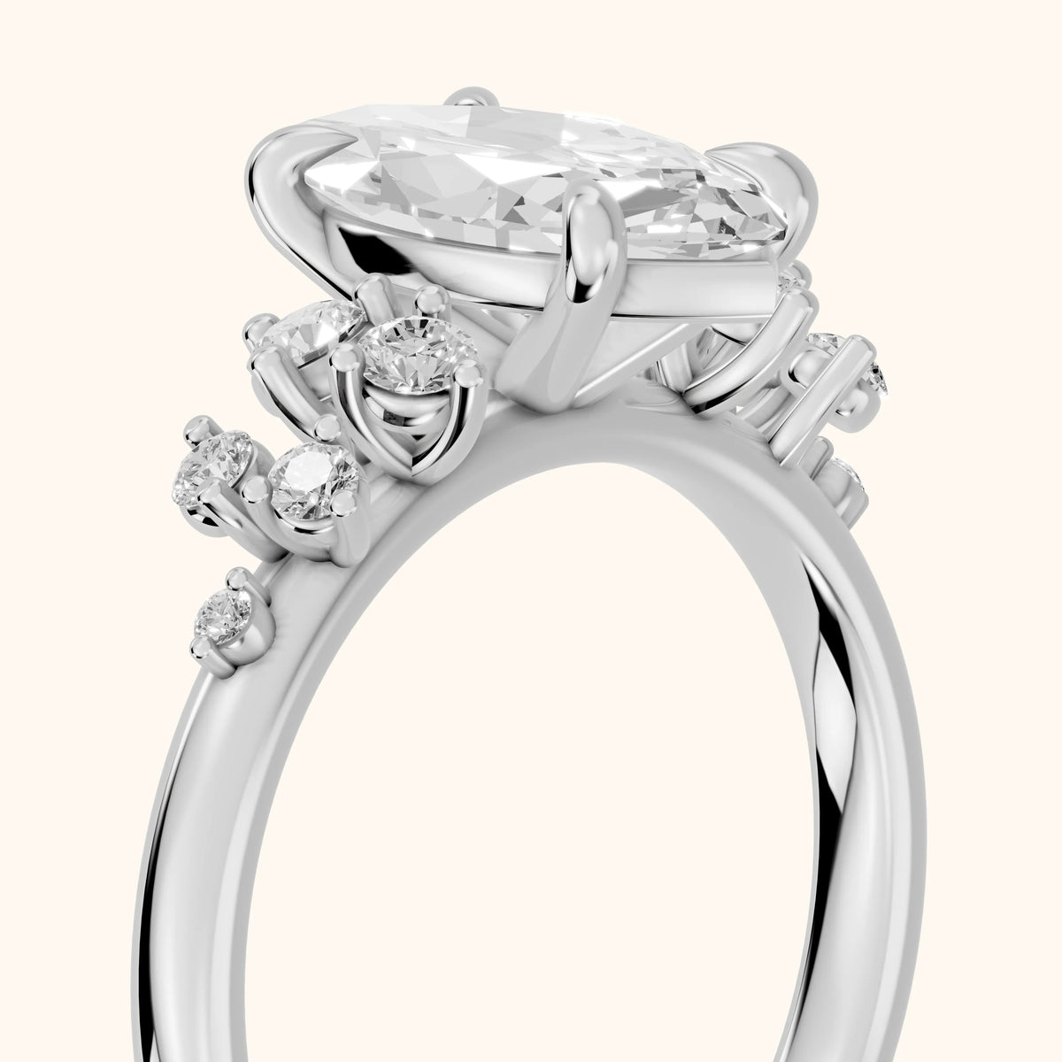 Mirabelle Cluster Marquise Diamond Engagement Ring in Silver - slant-view.webp