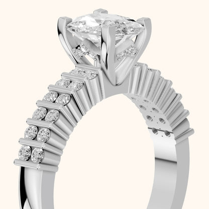 Honor Sidestone Cushion Diamond Engagement Ring in Silver - slant-view.webp