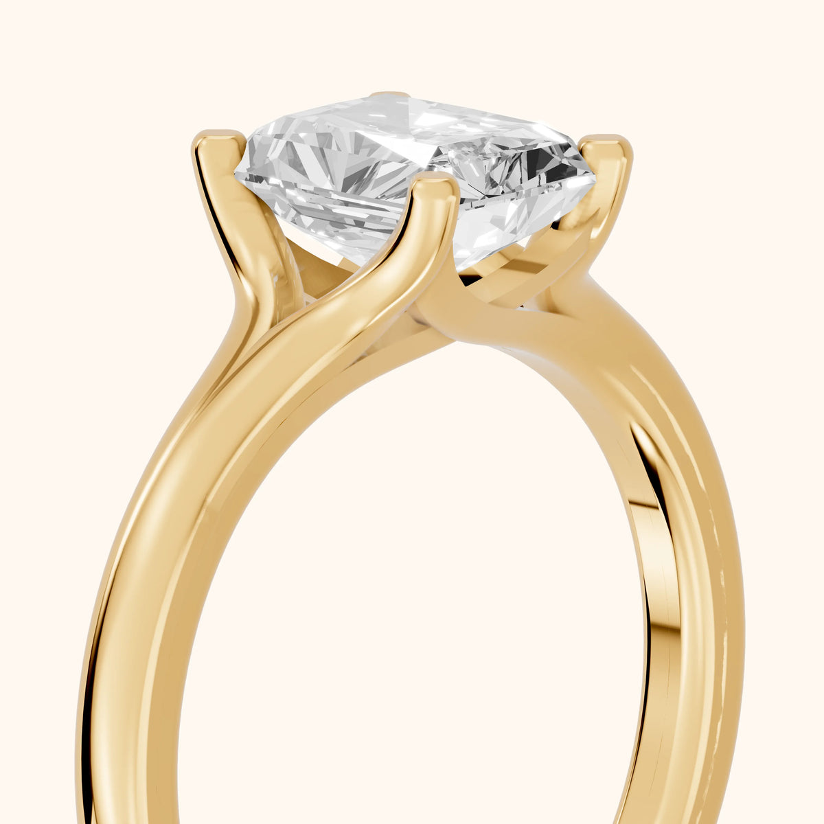 Nell Split Shank Solitaire Radiant Diamond Engagement Ring in Yellow Gold - slant-view.webp
