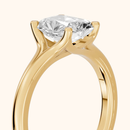 Nell Split Shank Solitaire Radiant Diamond Engagement Ring in Yellow Gold - slant-view.webp