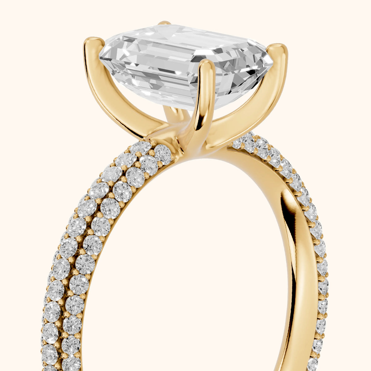 Thalia Micropavé Emerald Diamond Engagement Ring in Yellow Gold - slant-view.webp