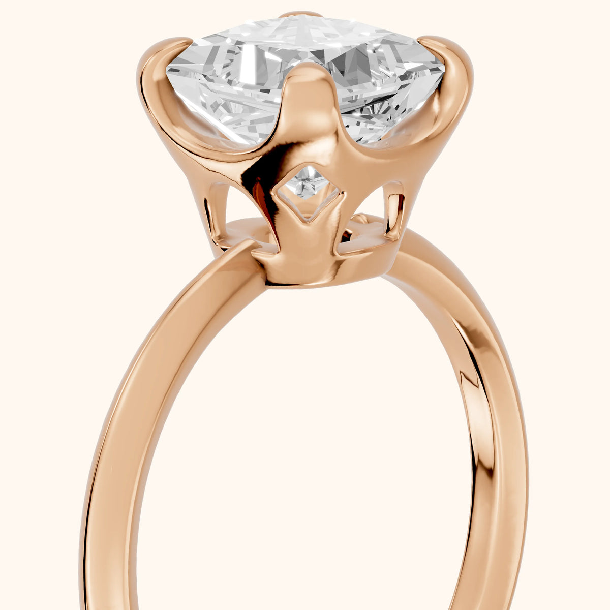 Adele Crown Solitaire Princess Diamond Engagement Ring in Rose Gold - slant-view.webp