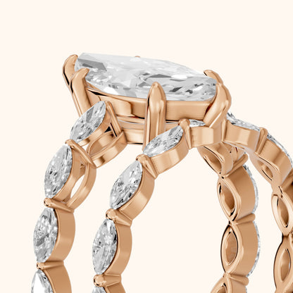 Elina Split Shank Marquise Accent Marquise Diamond Engagement Ring in Rose Gold - slant-view.webp