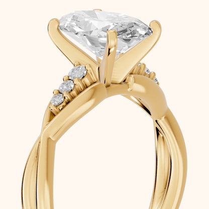 Stefania Twist Oval Diamond Engagement Ring in Yellow Gold - slant-view.webp