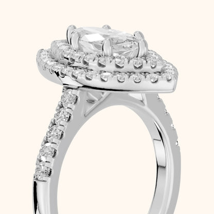 Ashby Double Halo Pavé Marquise Diamond Engagement Ring in Platinum - slant-view.webp