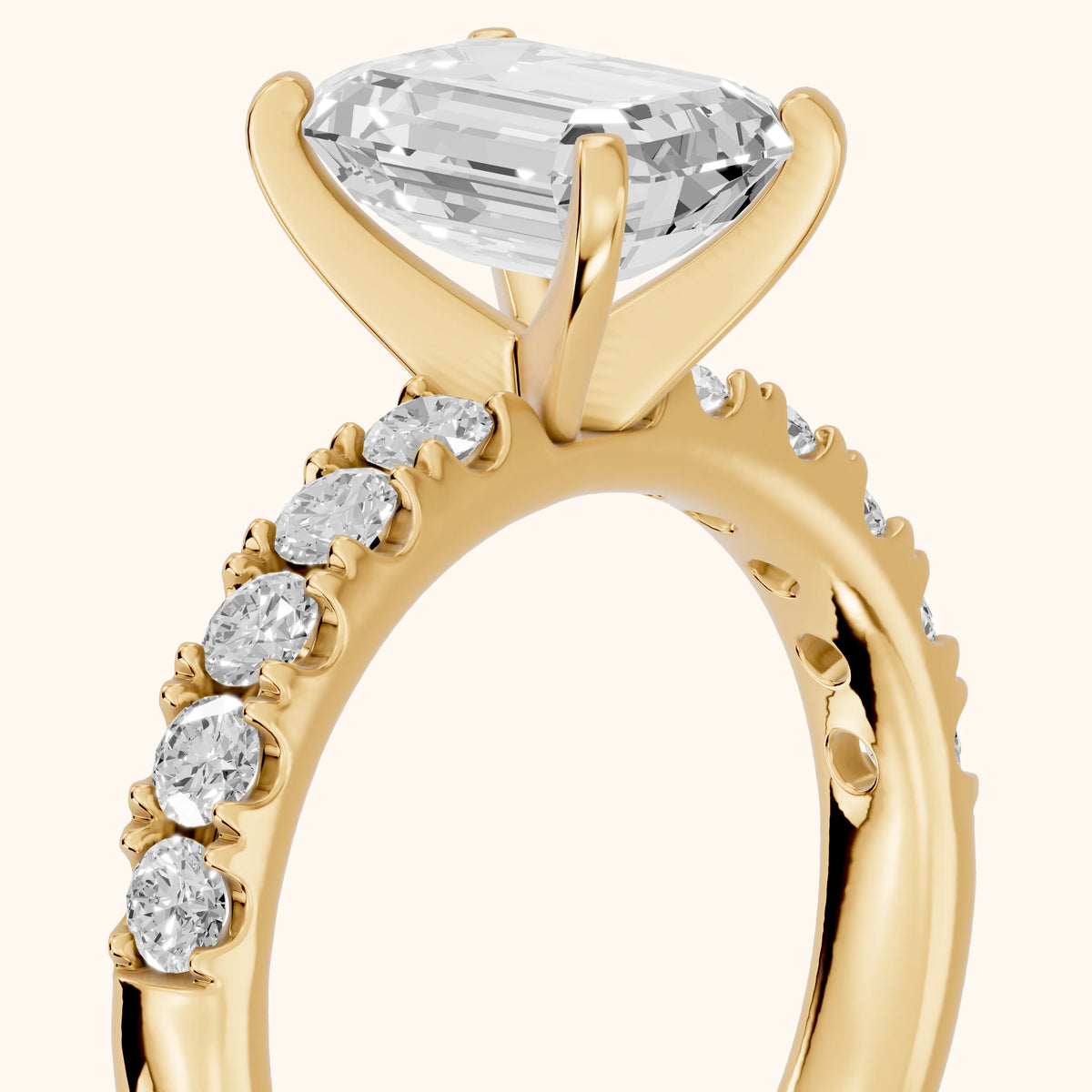 Alix Statement Pavé Emerald Diamond Engagement Ring in Yellow Gold - slant-view.webp
