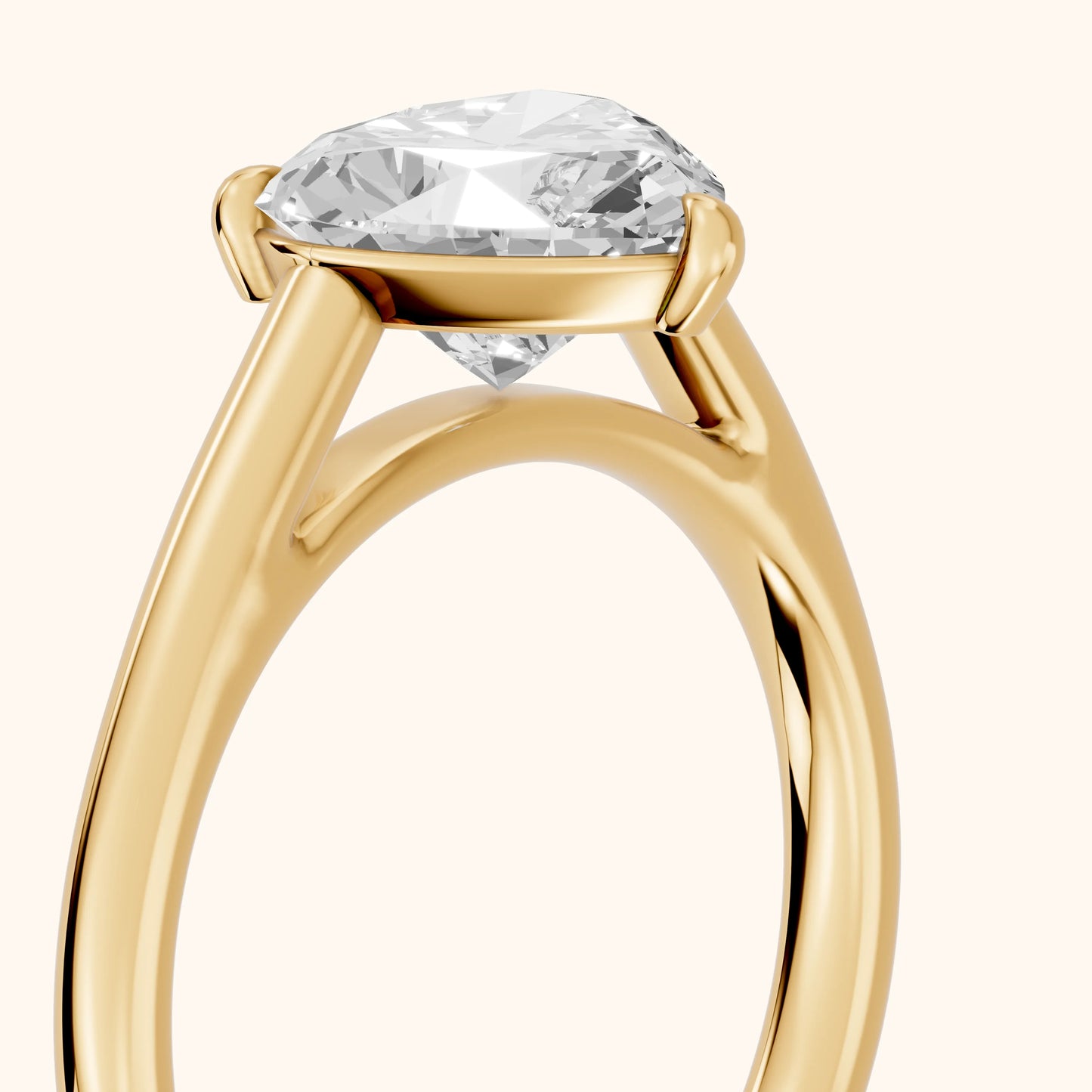 Sadie Cathedral Solitaire Heart Diamond Ring in Yellow Gold - slant-view.webp