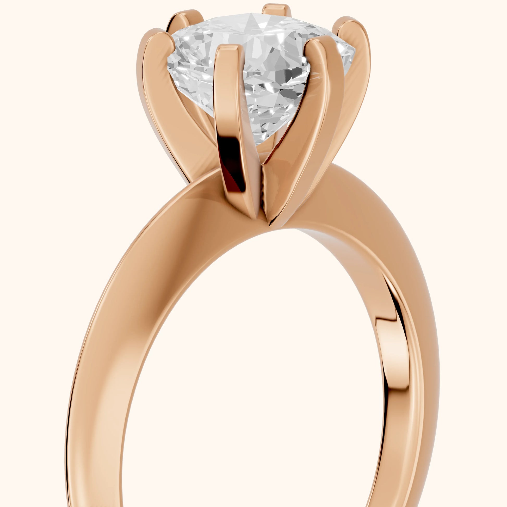 Amira Six-Prong Solitaire Cushion Diamond Engagement Ring in Rose Gold - slant-view.webp