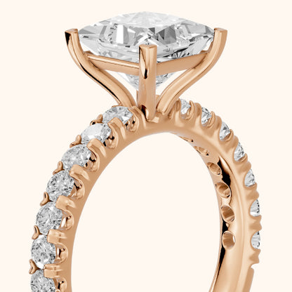 Luisa Pavé Princess Diamond Engagement Ring in Rose Gold - slant-view.webp