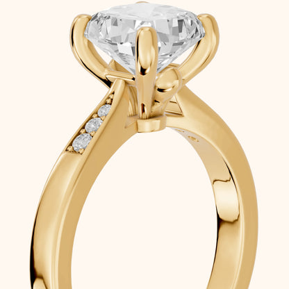 Minnie Flush-Set Cushion Diamond Engagement Ring in Yellow Gold - slant-view.webp