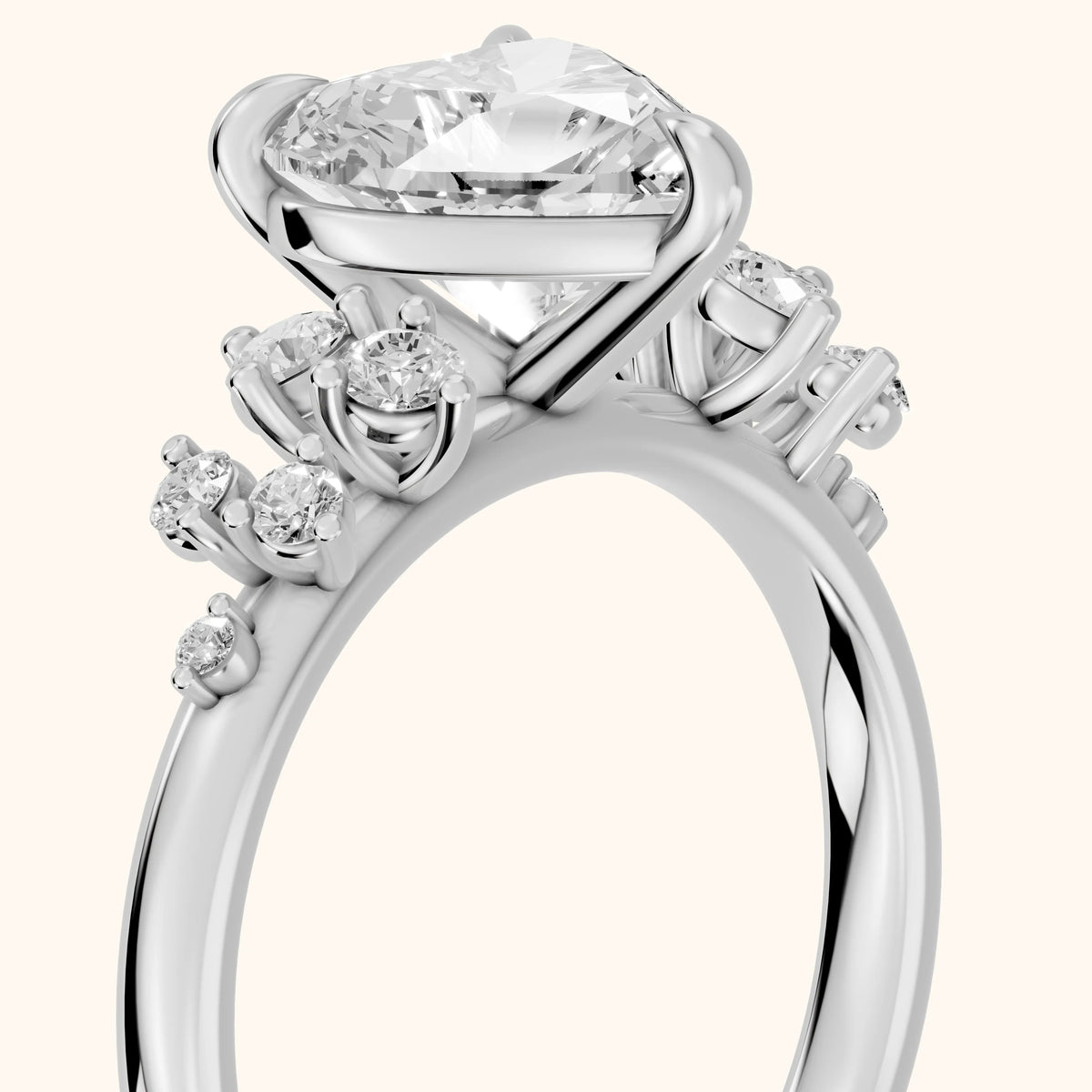 Mirabelle Cluster Heart Diamond Engagement Ring in White Gold - slant-view.webp
