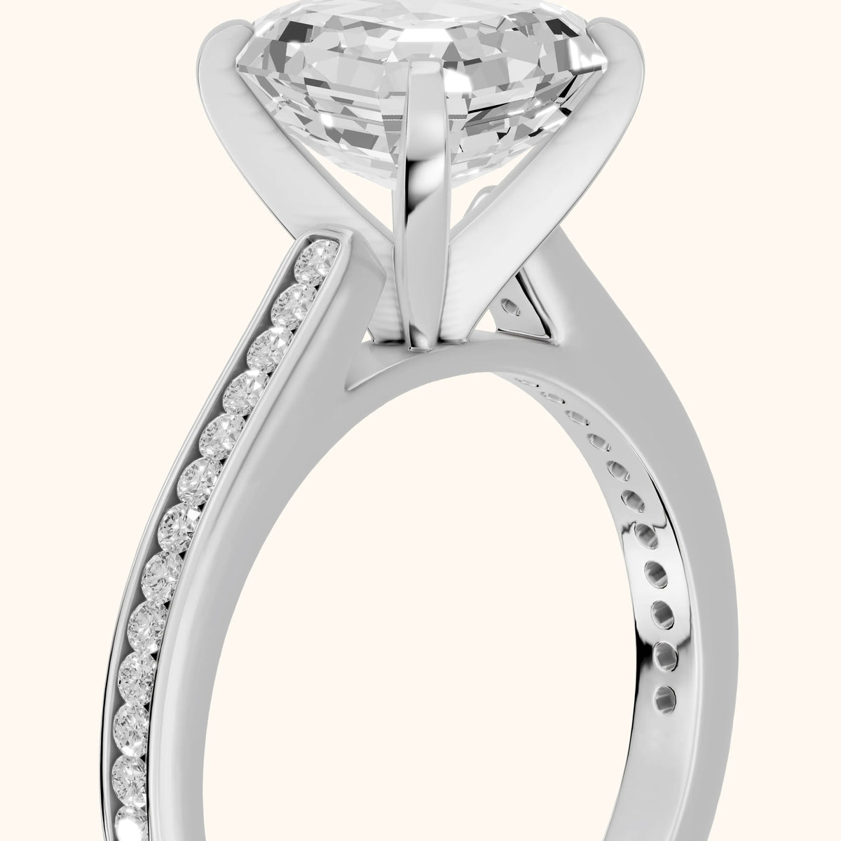 Carrie Cathedral Channel Set Asscher Diamond Engagement Ring in Silver - slant-view.webp