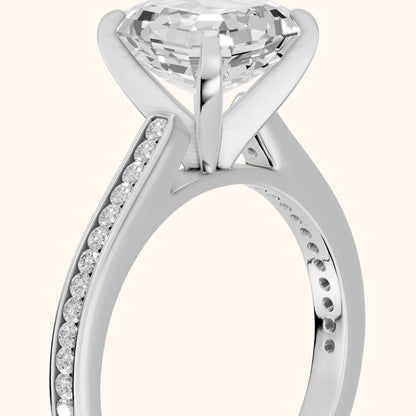 Carrie Cathedral Channel Set Asscher Diamond Engagement Ring in Silver - slant-view.webp