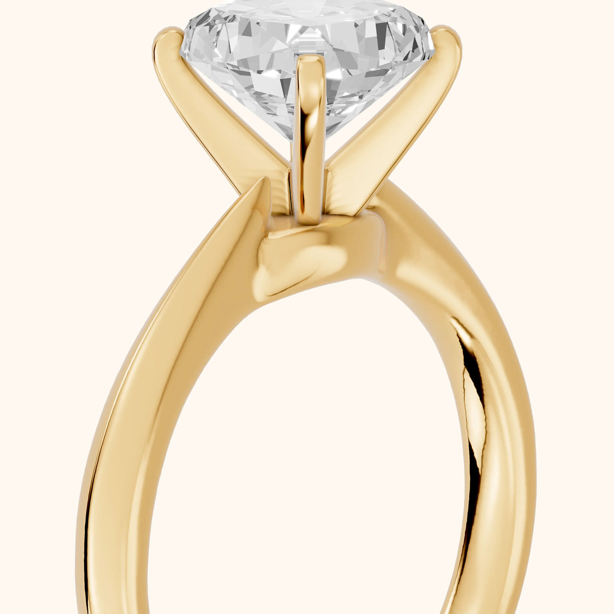 Arlette Solitaire Knife Edge Cushion Diamond Engagement Ring in Yellow Gold - slant-view.webp