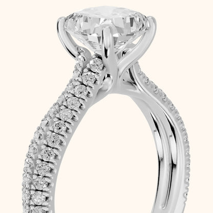 Ottilie Split Shank Pavé Cushion Diamond Engagement Ring in White Gold - slant-view.webp