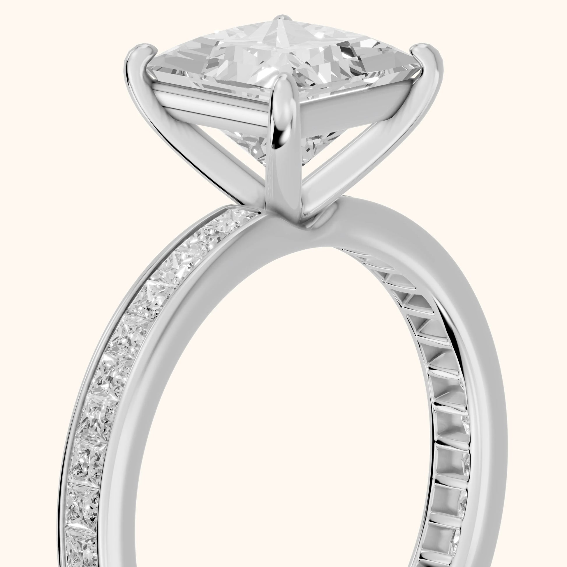 Brielle Channel Set Solitaire Princess Diamond Ring in White Gold - slant-view.webp