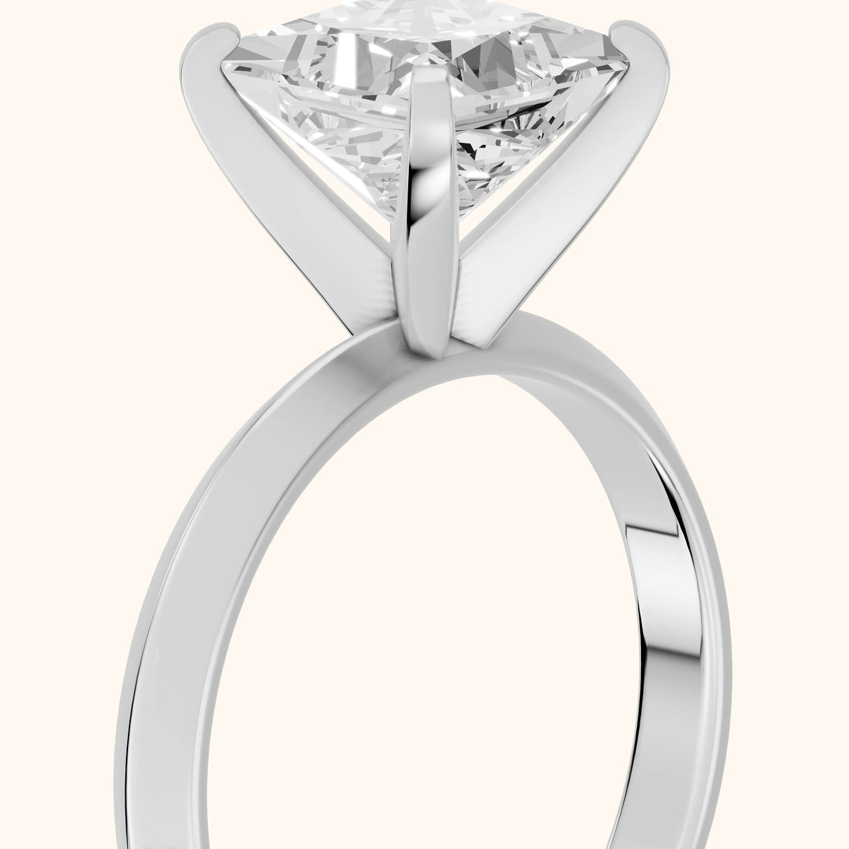 June Solitaire Knife Edge Princess Diamond Engagement Ring in Platinum - slant-view.webp