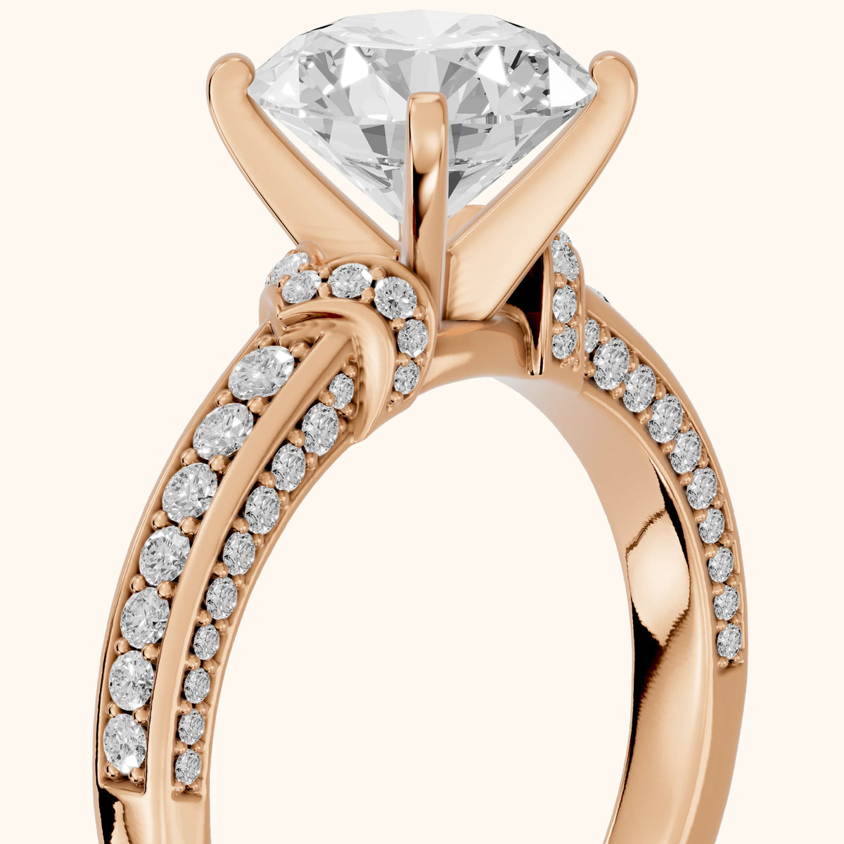 Anabelle Statement Pavé Round Diamond Engagement Ring in Rose Gold - slant-view.webp